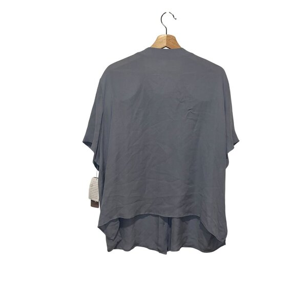 NWT Jones New York Gray Silk Short Sleeve Button-Down Blouse Women's Plus Size 2 - Picture 2 of 8